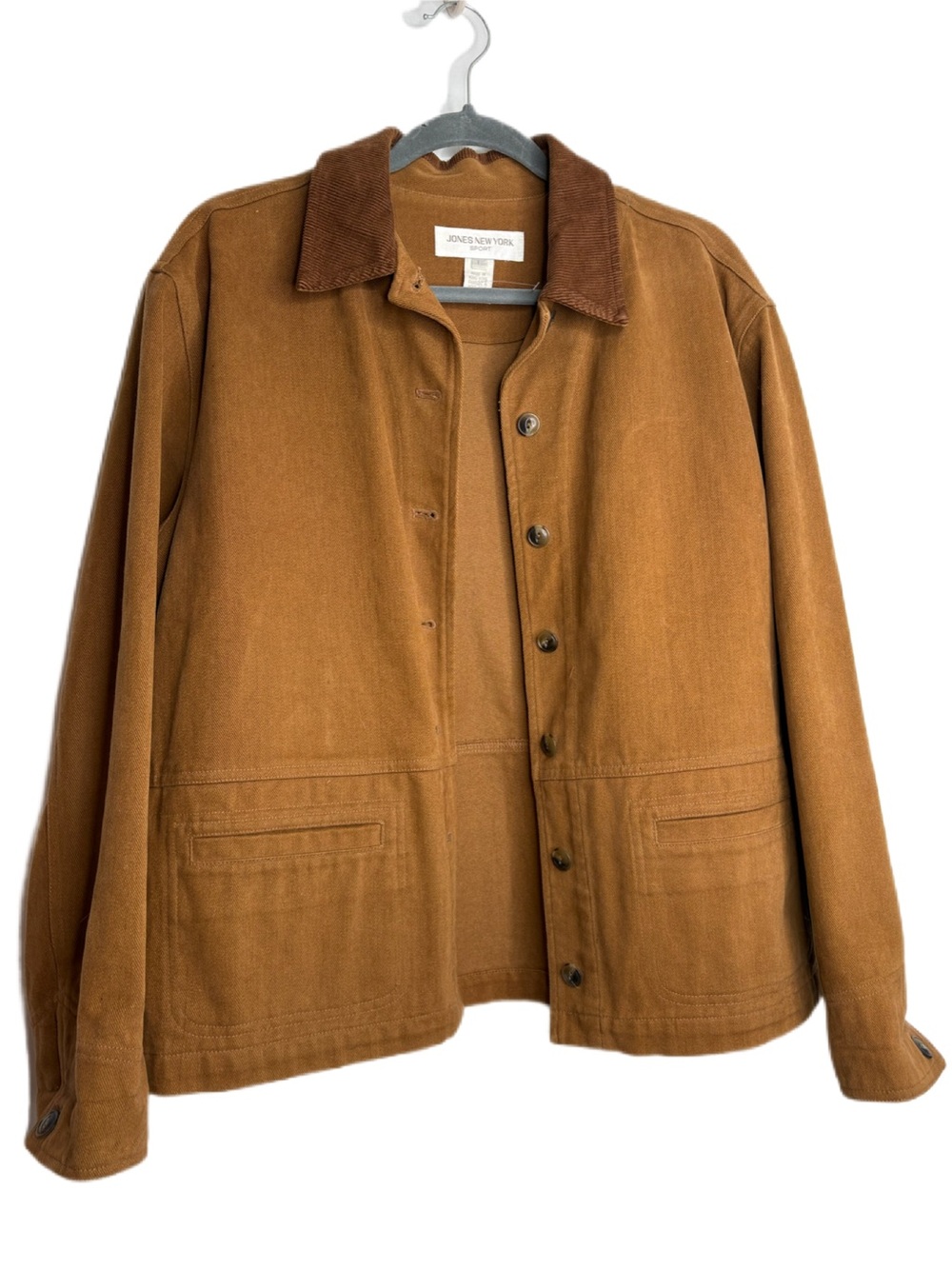 Jones New York Caramel Cotton Cord collar Jacket Lg